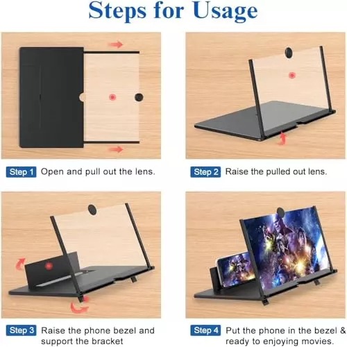 PremiumAV 3D HD Screen Magnifier with Phone Stand for All Smartphones