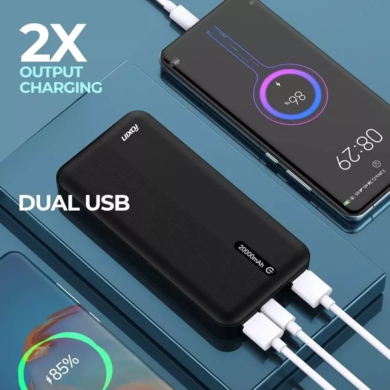 Foxin Poly 20000 mAh Black Fast Charging Power Bank, FPB 247 (Pack of 5)