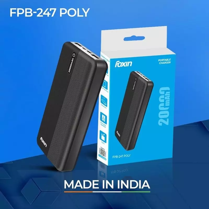 Foxin Poly 20000 mAh Black Fast Charging Power Bank, FPB 247 (Pack of 5)