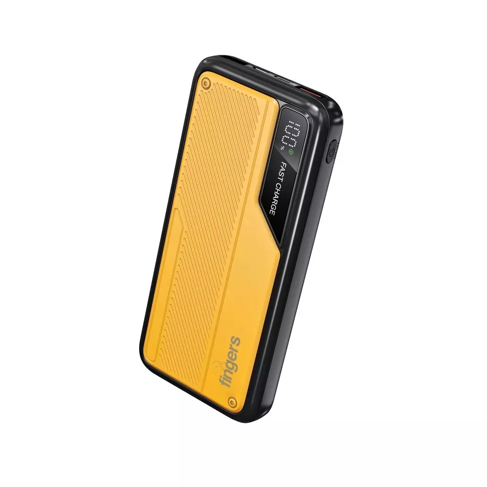FINGERS Power Bank 10,000 mAh Battery Capacity 22.5W Output Power Li-Polymer Battery Cell Composition Amber Orange Color, Fuel-K3