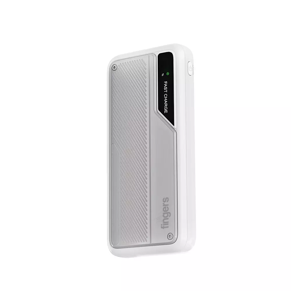 FINGERS Power Bank 10,000 mAh Battery Capacity 22.5W Output Power Li-Polymer Battery Cell Composition Rich Grey Color, Fuel-K3