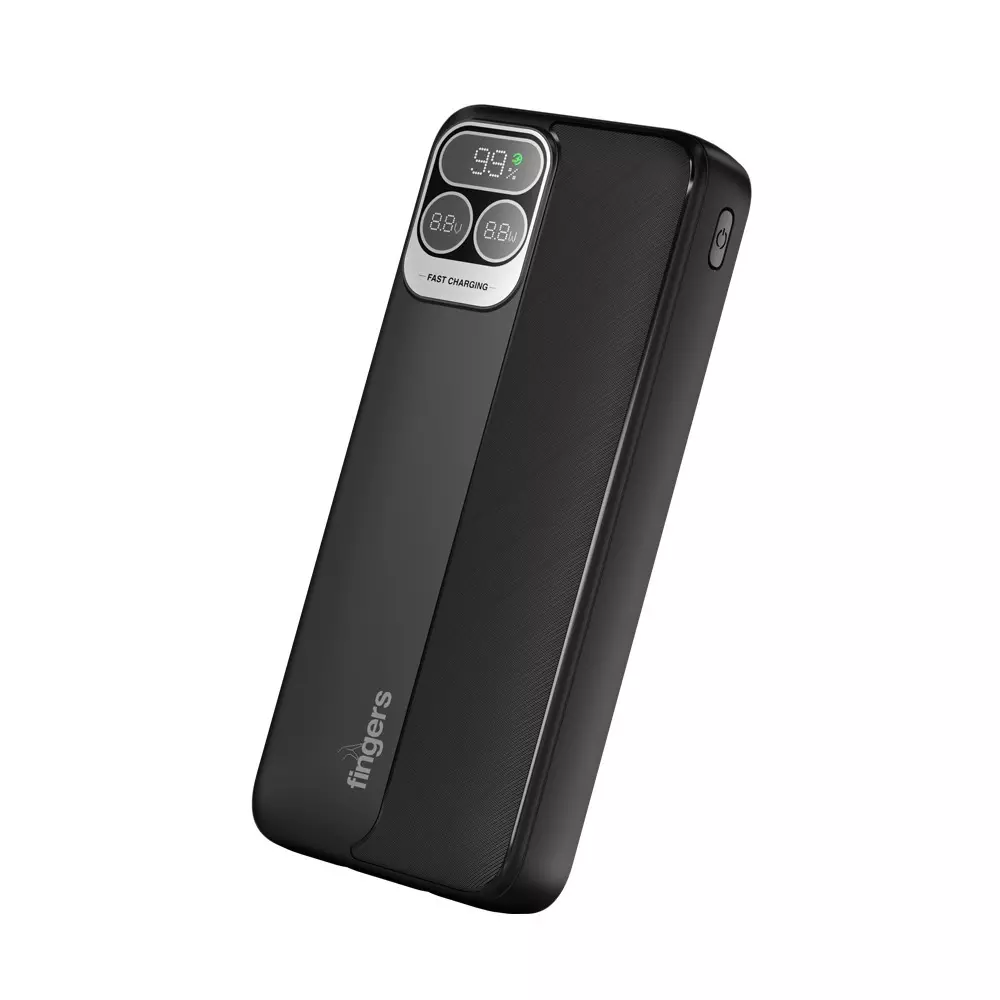 FINGERS Power Bank 20,000 mAh Battery Capacity Li-Polymer Battery Cell Composition Rick Black Color, PowerPump-P65