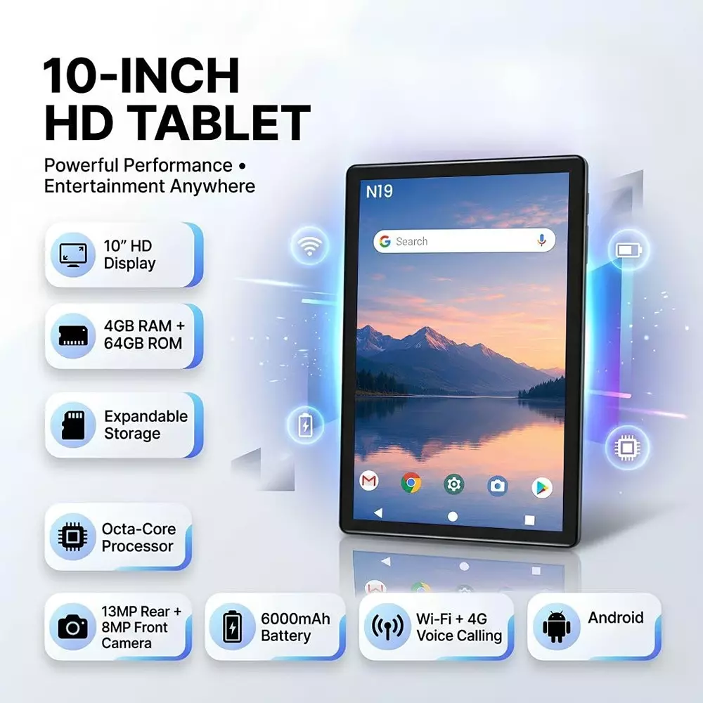 i-kall-n19-4g-calling-tablet-android-12-64-gb-rom-4-gb-ram-dual-sim-6000-mah-battery-octa-core-mediatek-mtk6757-processor-blue-ikl-blue-n19tab