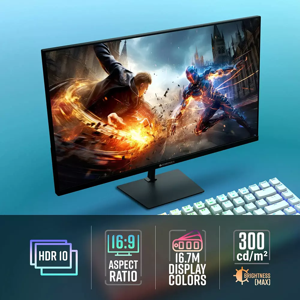 Zebronics Full HD IPS Panel Display Gaming Monitor 68.58 cm (27 inch) 180 Hz Refresh Rate With 300 Nits Brightness