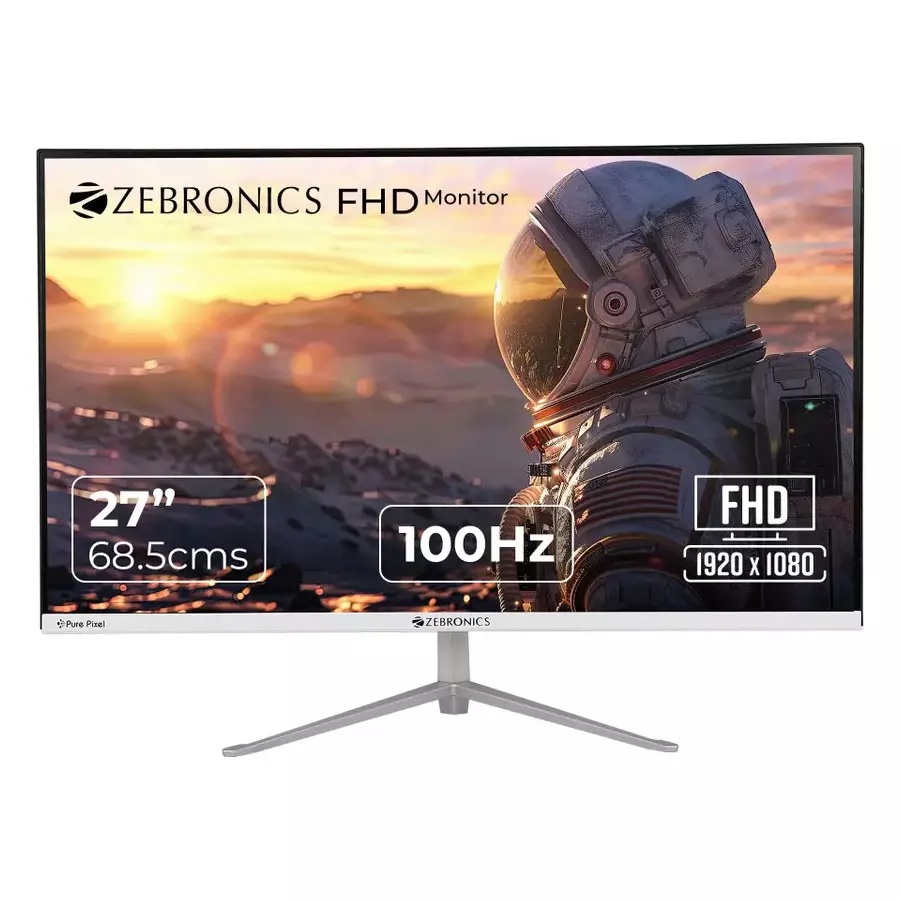Zebronics Gaming Monitor 68.58 cm (27 inch) Full HD IPS Panel Display 100 Hz Refresh Rate with 300 Nits Brightness