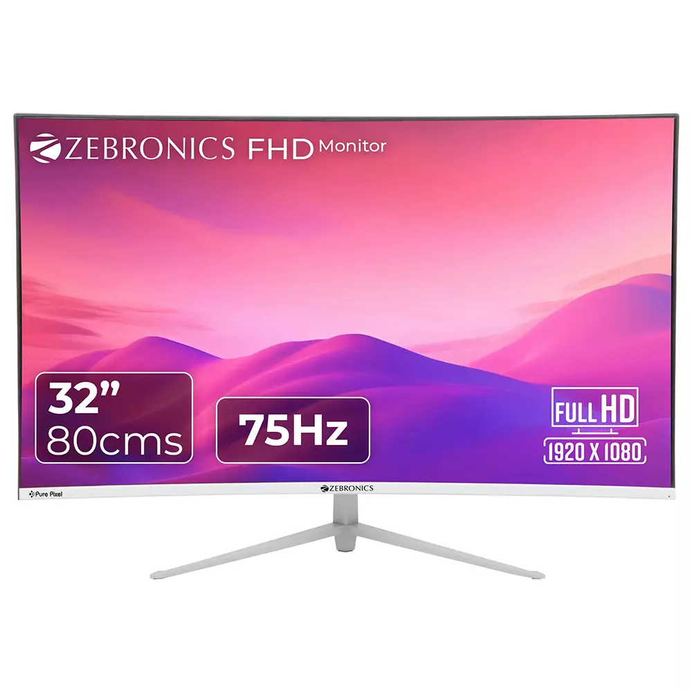 Zebronics Full HD Curved VA Panel Monitor 81.28 cm (32 inch) 75 Hz Refresh Rate With 250 Nits Brightness, ZEB -AC32FHD LED