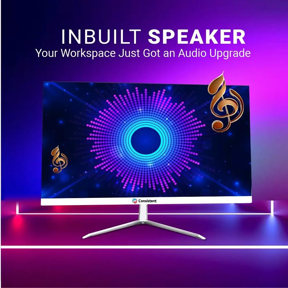 Consistent 2400 Ultra-Slim Monitor 60 cm (24 inch) 1920x1080 Pixels with In-built Speakers, White