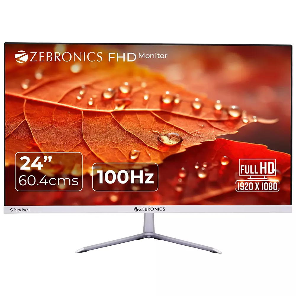 Zebronics Full HD VA Panel Monitor 60.96 cm (24 inch) 100 Hz Refresh Rate With 250 Nits Brightness Metal Stand, ZEB-EA124