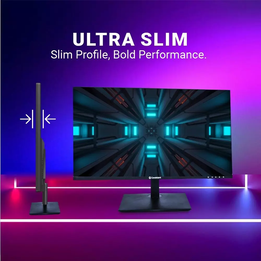 Consistent 2400 Ultra-Slim Monitor 60 cm (24 inch) 1920x1080 Pixels with In-built Speakers, Black
