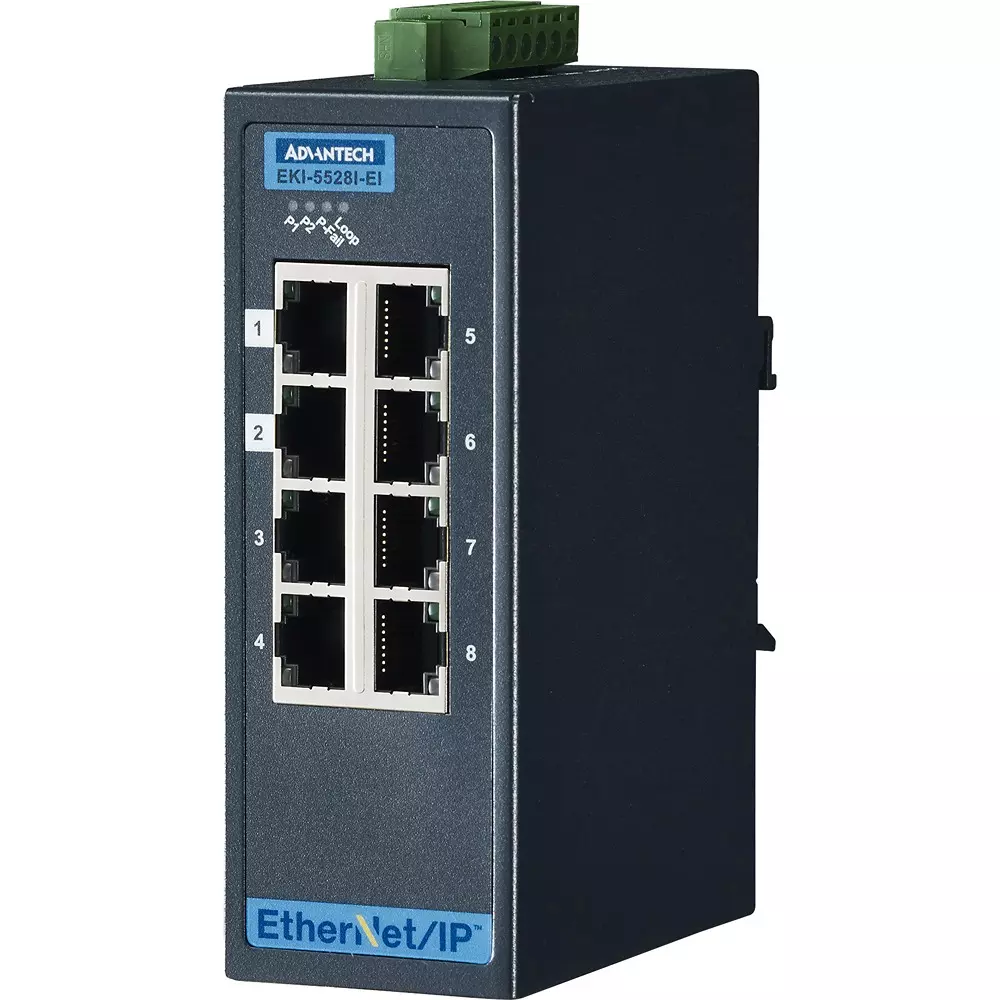 Advantech Ethernet Switch -10 to 60â„ƒ Operating Temperature Range Ethernet Interface 8 ports No. of Port, EKI-5528I-EI-AE