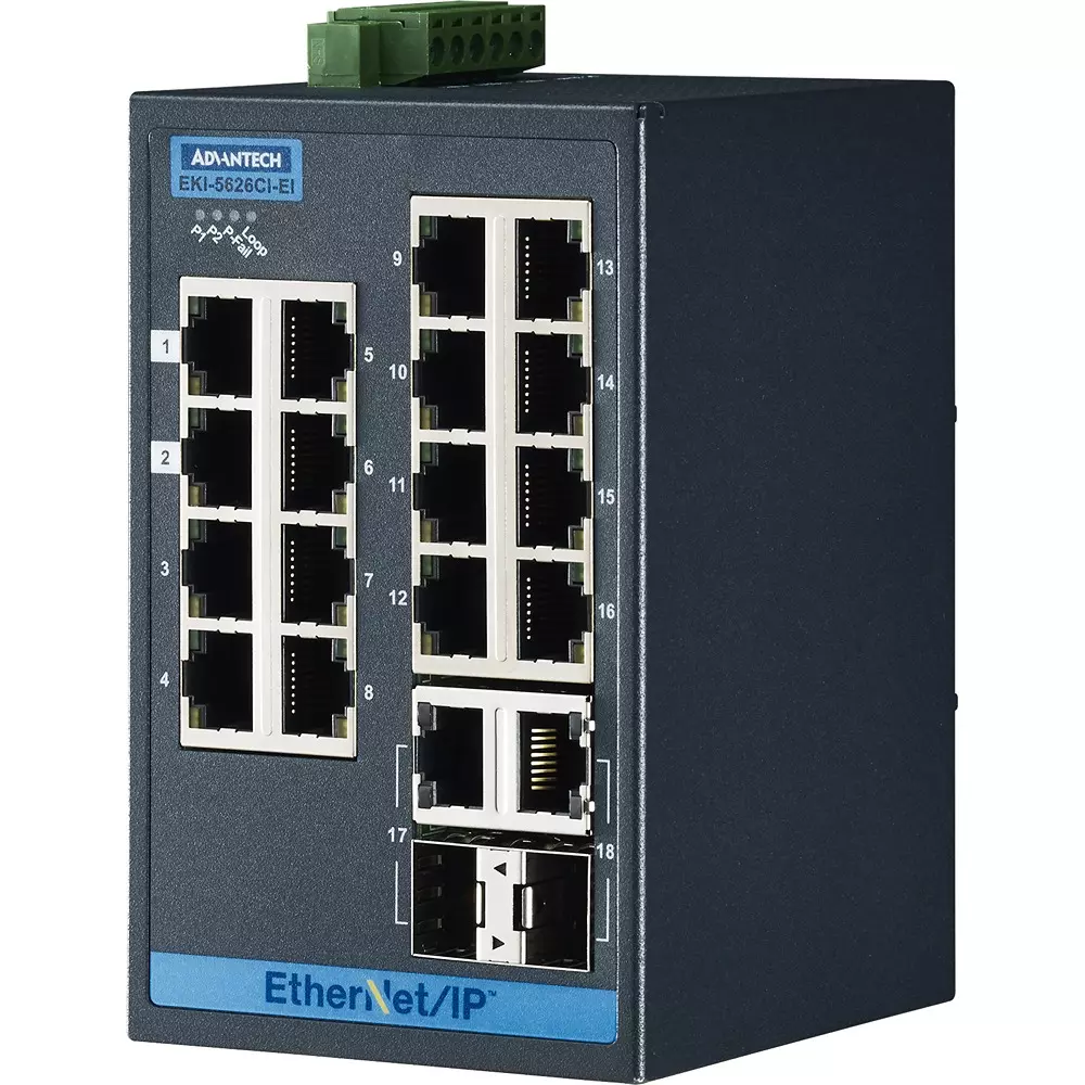 Advantech Ethernet Switch -40 to 75â„ƒ Operating Temperature Range 18 ports No. of Port, EKI-5626CI-EI-AE
