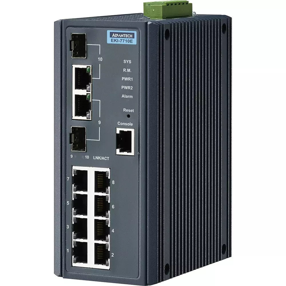 Advantech Ethernet Switch -10 to 60â„ƒ Operating Temperature Range 10 ports No. of Port, EKI-7710E-2C-AE
