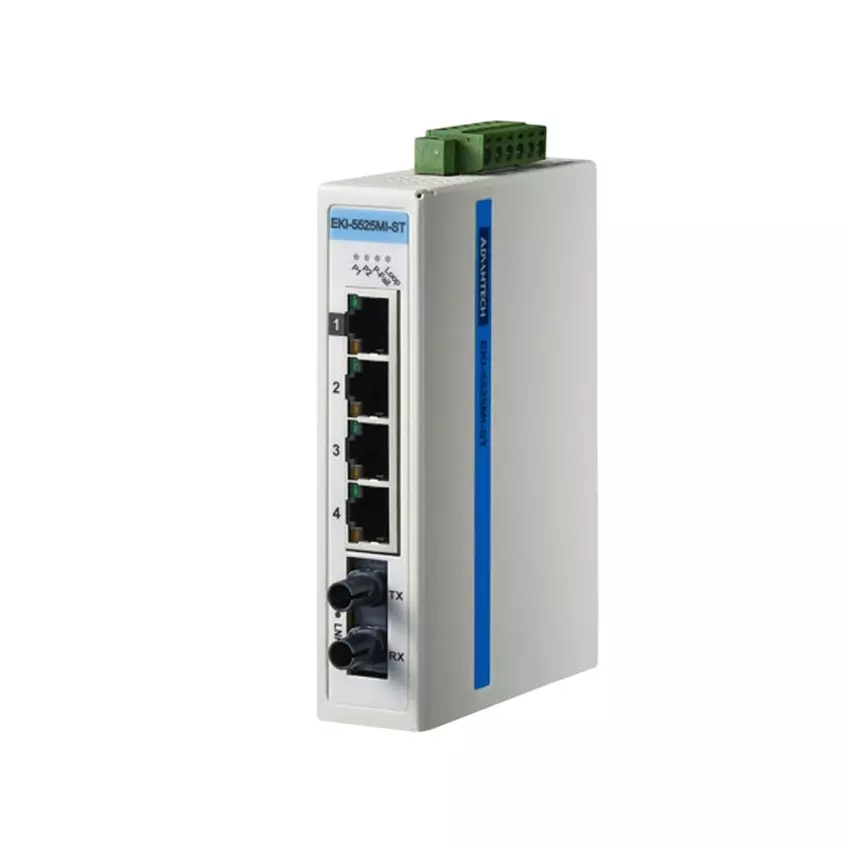 Advantech Ethernet Switch -40 to 75â„ƒ Operating Temperature Range Unmanaged Type 5 ports No. of Port, EKI-5525MI-ST-AE