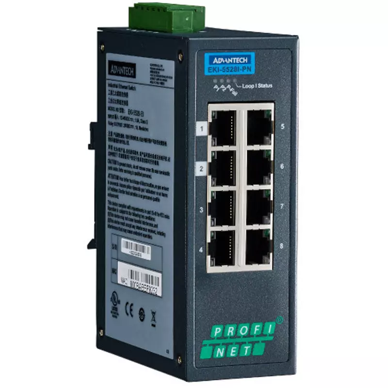 Advantech Ethernet Switch -40 to 75â„ƒ Operating Temperature Range Ethernet Interface 8 ports No. of Port, EKI-5528I-PN-AE