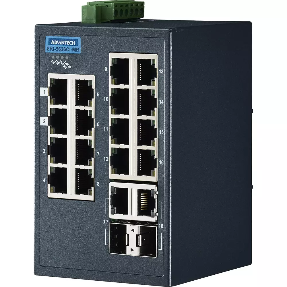Advantech Ethernet Switch -40 to 75â„ƒ Operating Temperature Range 18 ports No. of Port, EKI-5626CI-MB-AE