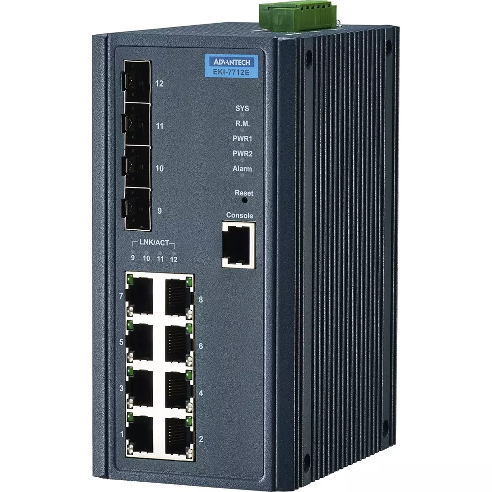 Advantech Ethernet Switch -10 to 60â„ƒ Operating Temperature Range 12 ports No. of Port, EKI-7712E-4F-AE