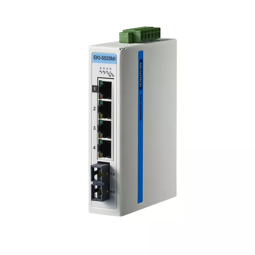 Advantech Ethernet Switch -40 to 75â„ƒ Operating Temperature Range Unmanaged Type 5 ports No. of Port, EKI-5525MI-AE