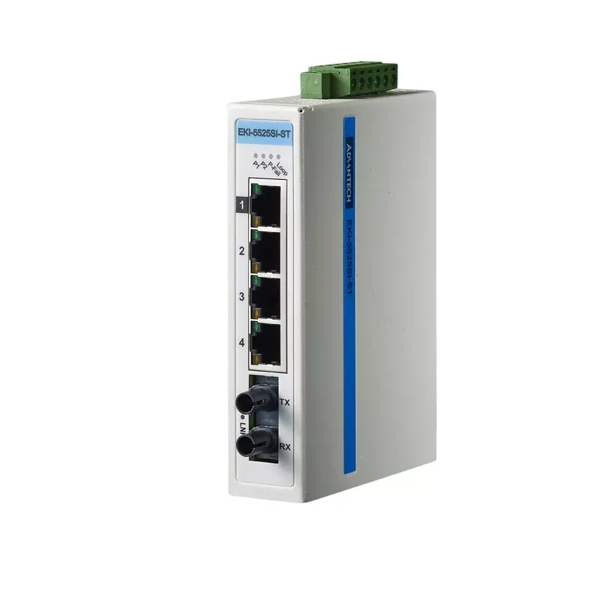 Advantech Ethernet Switch -40 to 75â„ƒ Operating Temperature Range Unmanaged Type 5 ports No. of Port, EKI-5525SI-ST-AE