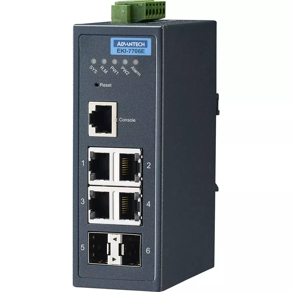 Advantech Ethernet Switch -10 to 60â„ƒ Operating Temperature Range 6 ports No. of Port, EKI-7706E-2F-AE