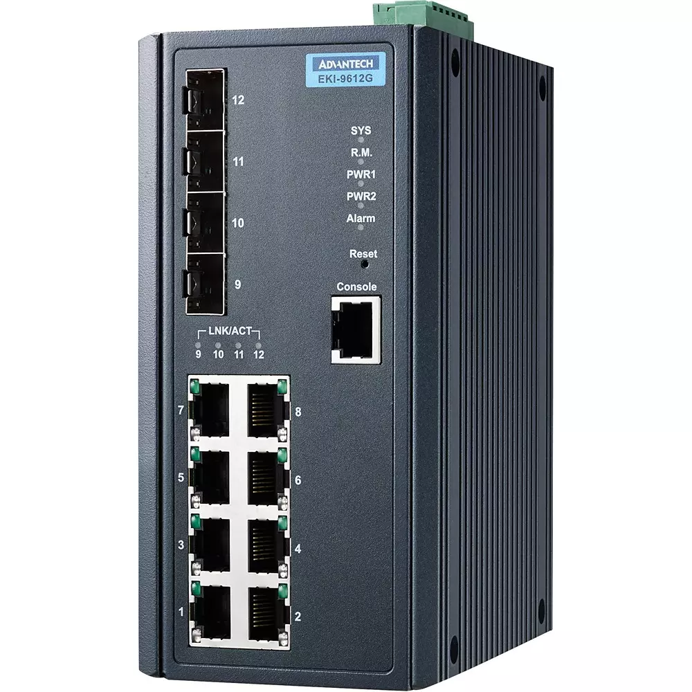 Advantech Ethernet Switch -40 to 75â„ƒ Operating Temperature Range 12 ports No. of Port, EKI-9612G-4FI-AE