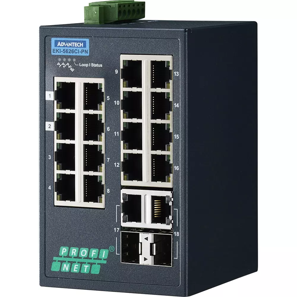 Advantech Ethernet Switch -40 to 75â„ƒ Operating Temperature Range 18 ports No. of Port, EKI-5626CI-PN-AE