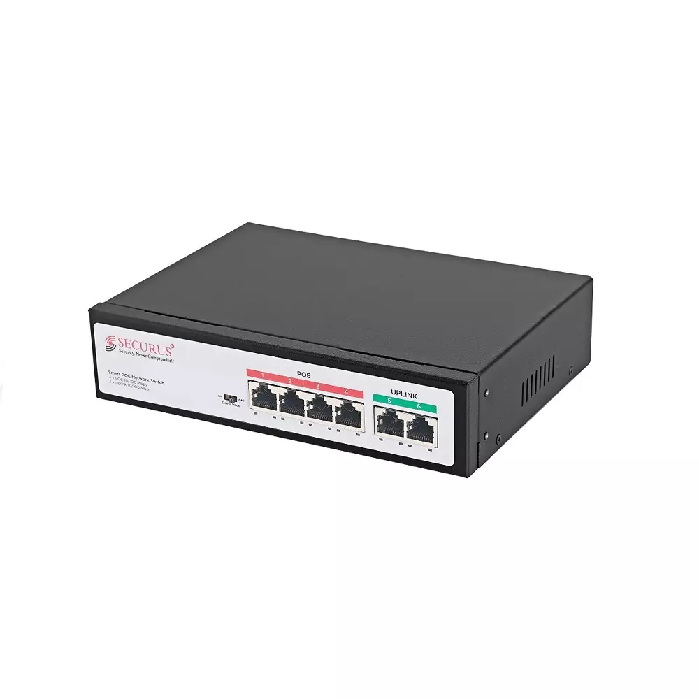 Securus Utility PoE Switch Black Color <5 W Power Consumption and 0˚C to +60˚C Working Temperature, SS-N04EP-E2-UTL