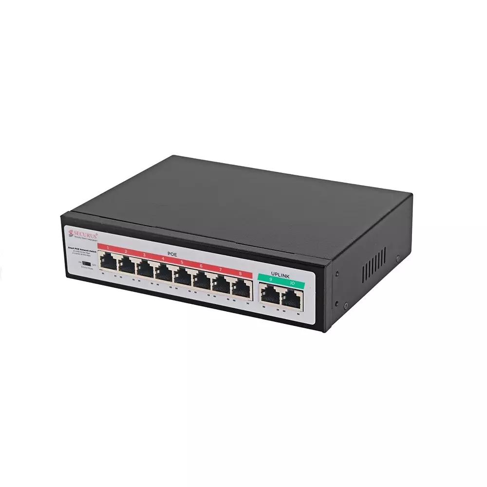 Securus Utility PoE Switch Black Color <5 W Power Consumption and 0˚C to +60˚C Working Temperature, SS-N08EP-E2-UTL