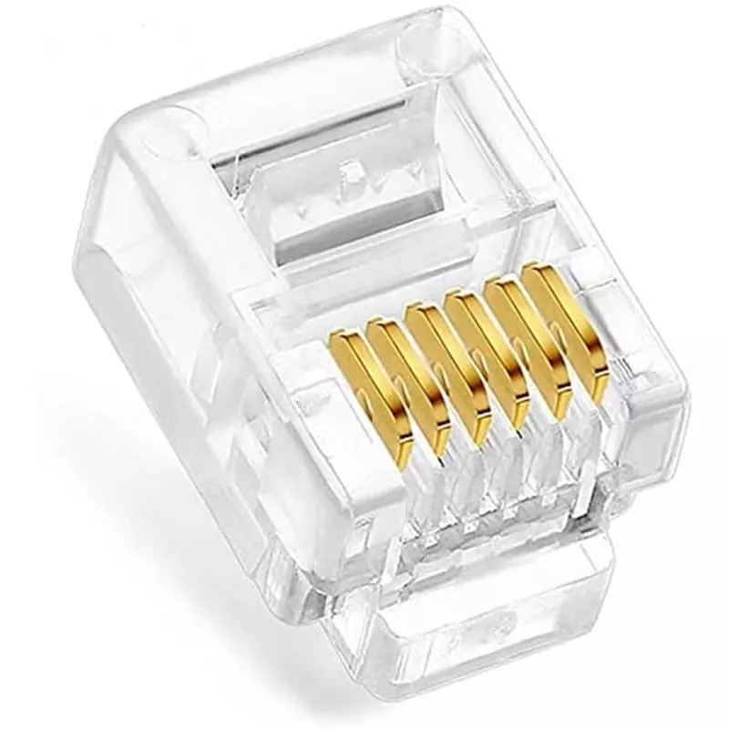 FEDUS RJ12 6P6C Flat Cable Modular Plug Connector Transparent (Pack of 200 Pcs)