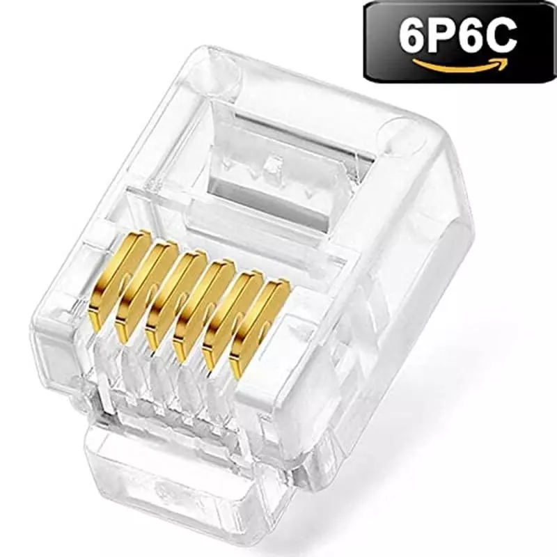 FEDUS RJ12 6P6C Flat Cable Modular Plug Connector Transparent (Pack of 200 Pcs)