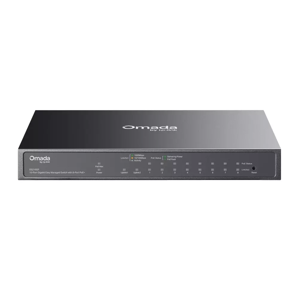 TP-link Managed Ethernet Switch 10-Port 8 K MAC Address 4 Mbit Packet Buffer Memory 20 Gbps Switching Capacity, ES210GP