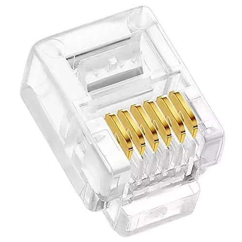FEDUS RJ12 6P6C Flat Cable Modular Plug Connector ‎White (Pack of 25 Pcs)