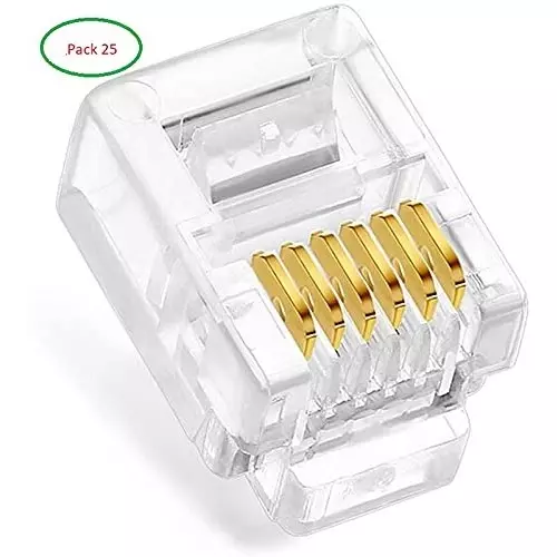 FEDUS RJ12 6P6C Flat Cable Modular Plug Connector ‎White (Pack of 25 Pcs)