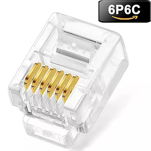 FEDUS RJ12 6P6C Flat Cable Modular Plug Connector ‎White (Pack of 25 Pcs)