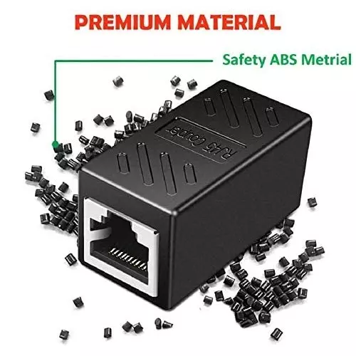 FEDUS RJ45 Ethernet Coupler Female to Female Black Female-to-Female (Pack of 10 Pcs)