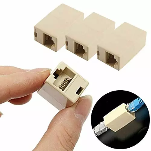 FEDUS RJ45 Ethernet Coupler Female to Female Beige Female-to-Female (Pack of 200 Pcs)