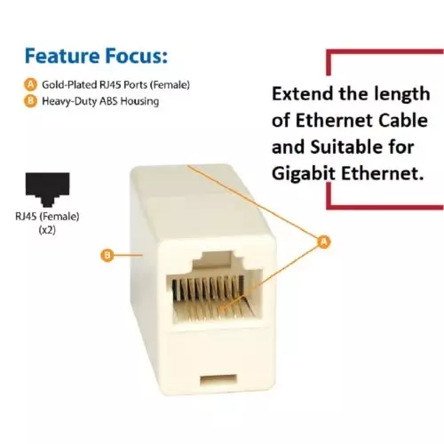 FEDUS RJ45 Ethernet Coupler Female to Female Beige Female-to-Female (Pack of 200 Pcs)