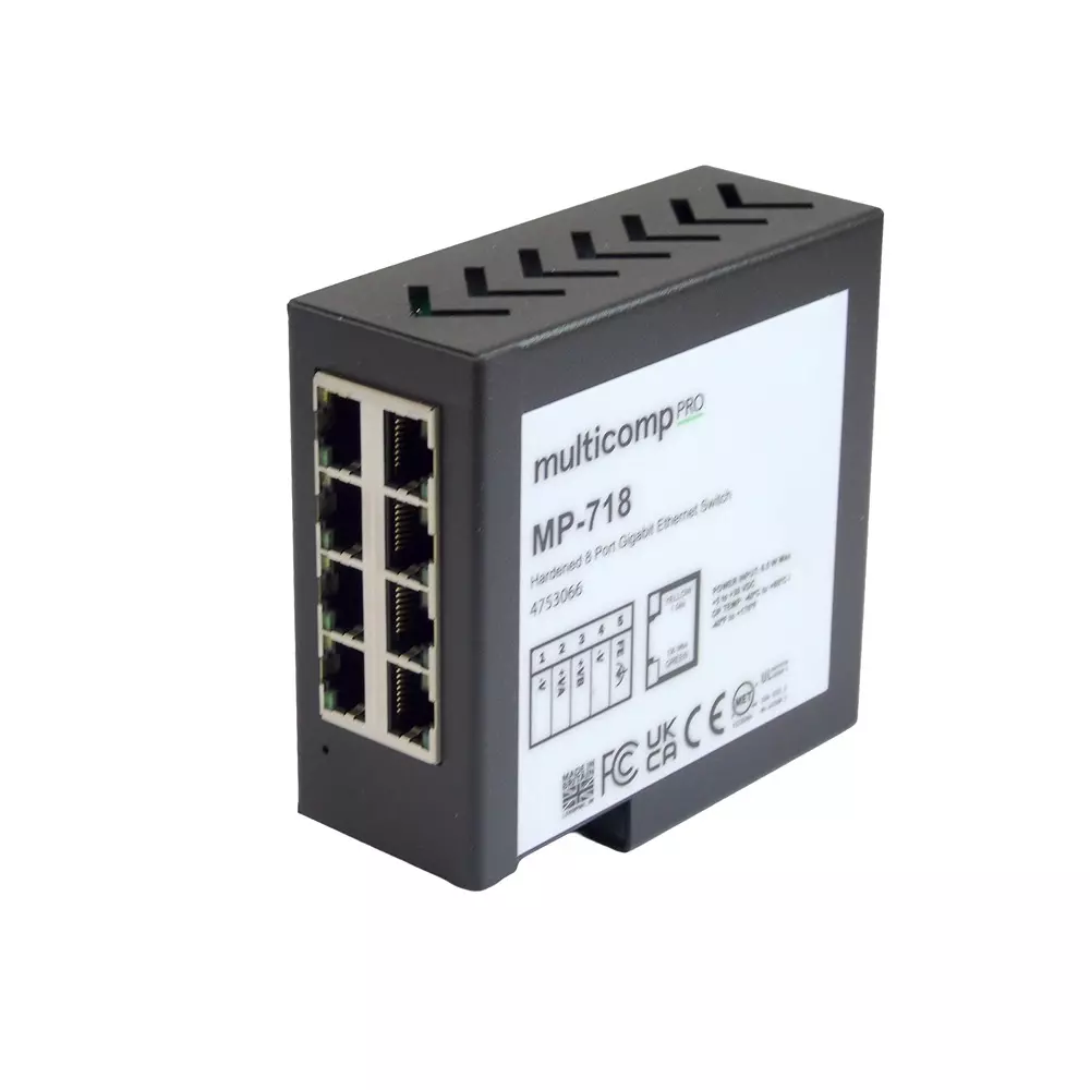 MULTICOMP PRO Gbit Enet Sw 8 Ports No. of Gigabit Ethernet Type RJ45x8 Port Types, MP-718