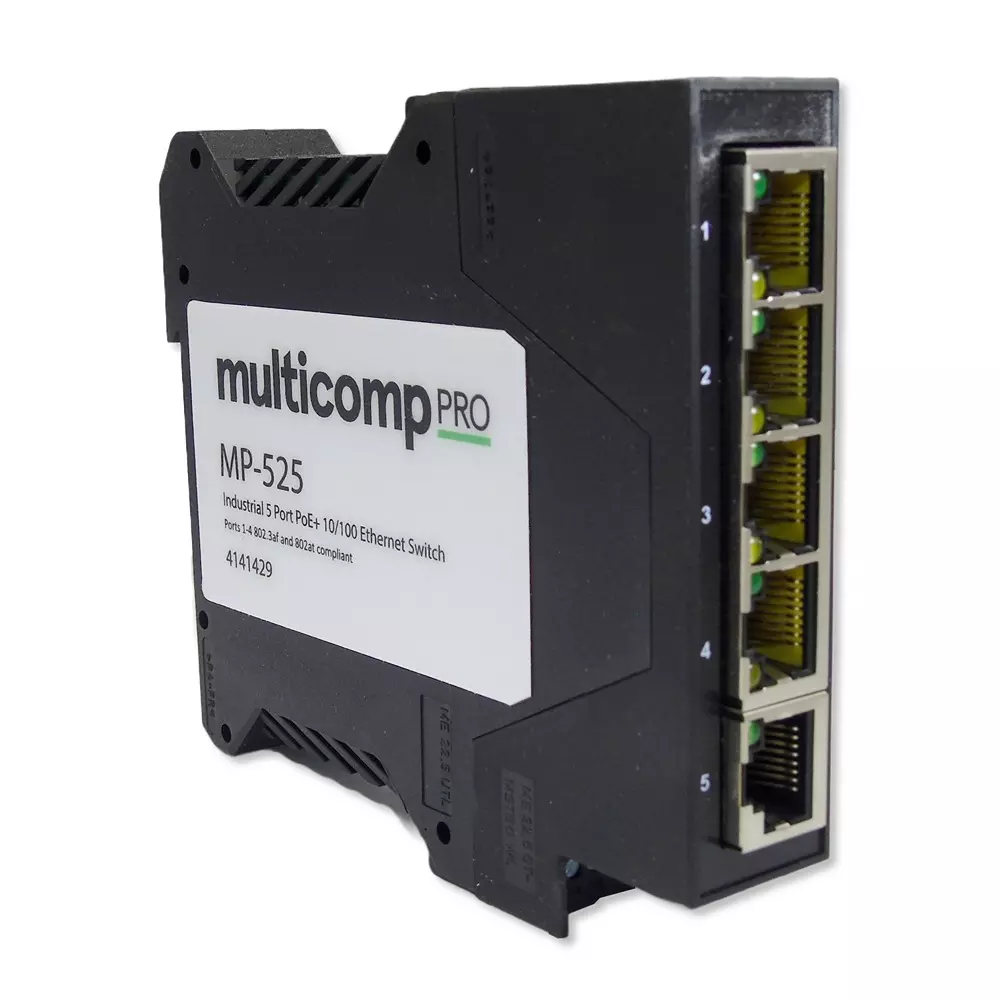 MULTICOMP PRO Ethernet Switch 5 Ports No. of Unmanaged PoE Fast Type RJ45x5 Port Types, MP-525