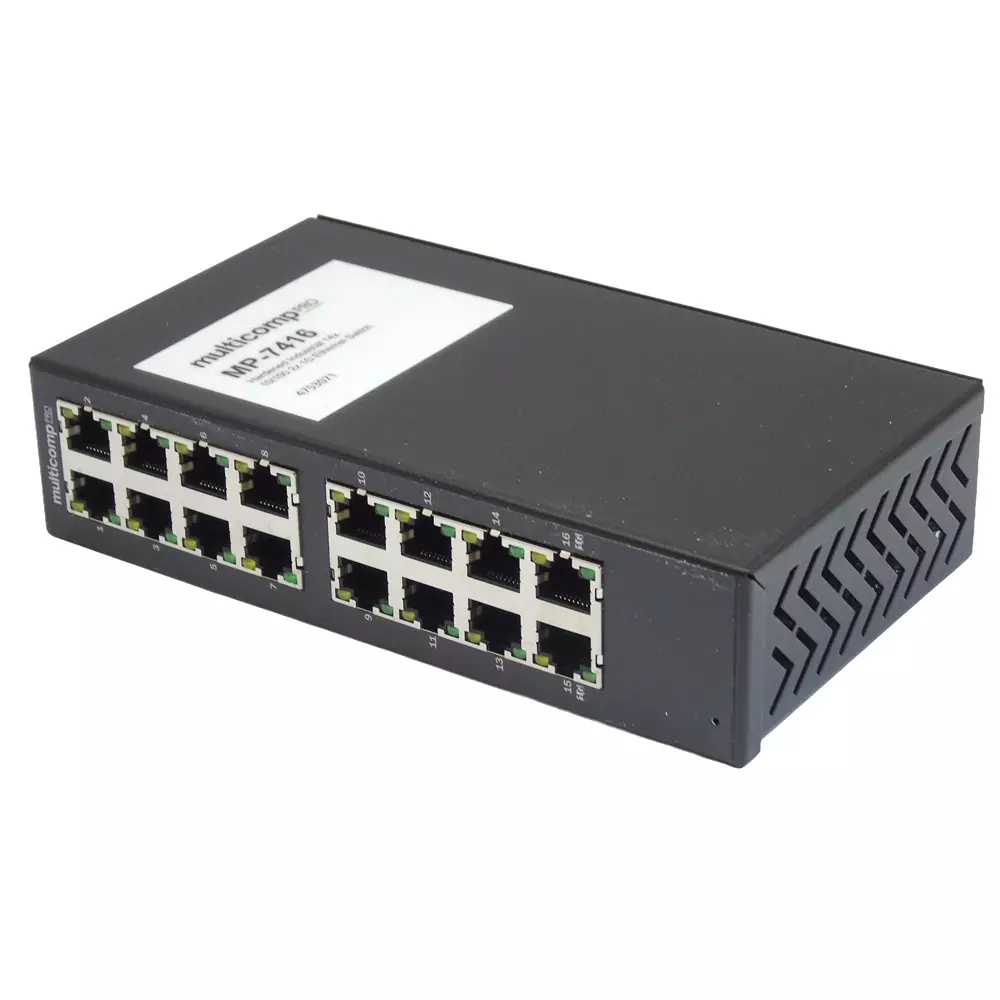 MULTICOMP PRO Gbit Enet Sw 16 Ports No. of Gigabit Ethernet Type RJ45x16 Port Types, MP-7416