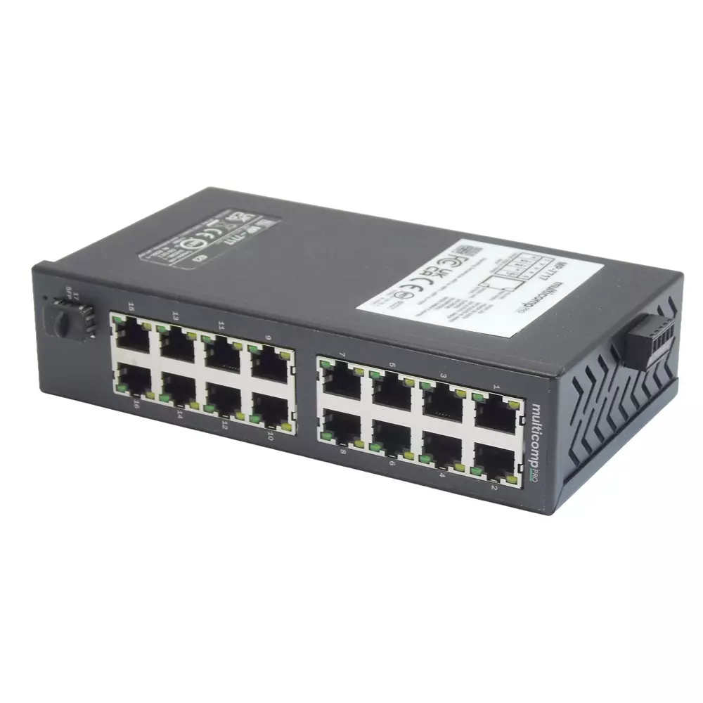 MULTICOMP PRO Gbit Enet Sw 17 Ports No. of Gigabit Ethernet Type RJ45x16, SFPx1 Port Types, MP-7717