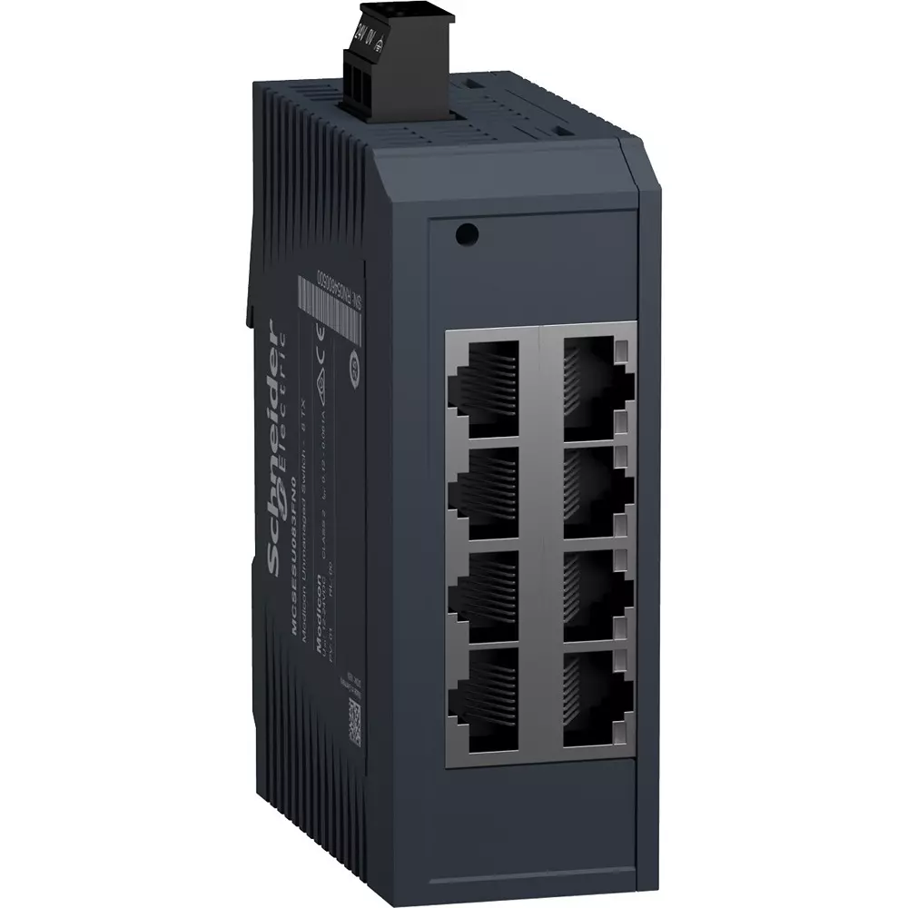 Schneider Electric Industrial Ethernet Switch 12 to 24 V DC (9.6 to 32 V DC) SELV, MCSESU083FN0