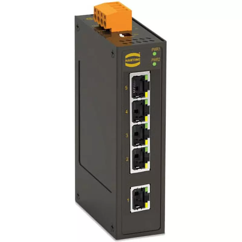 Harting Industrial Ethernet Switch DC 12 to 48/AC18 to 30 V, ECON3050-E-EIP-5T-LV-LV