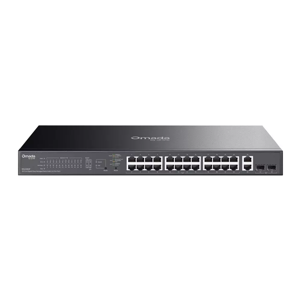 TP-link Managed Ethernet Switch 28-Port 8 K MAC Address 4 Mbit Packet Buffer Memory 56 Gbps Switching Capacity, ES228GP