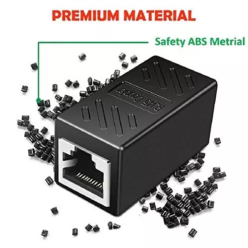 FEDUS RJ45 Ethernet Coupler Female to Female Black Female-to-Female (Pack of 1 Pc)