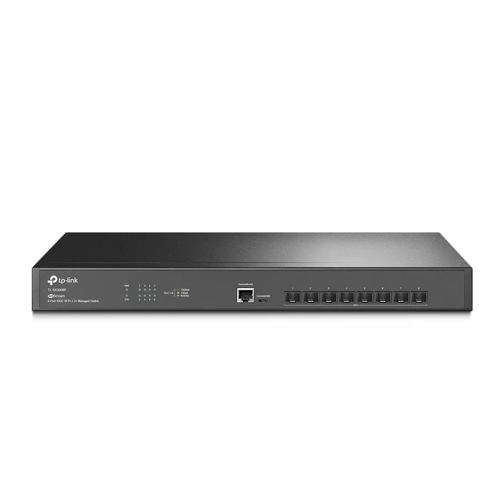 TP-link Managed Ethernet Switch 8-Port 32 K MAC Address 16 Mbit Packet Buffer Memory 160 Gbps Switching Capacity, TL-SX3008F