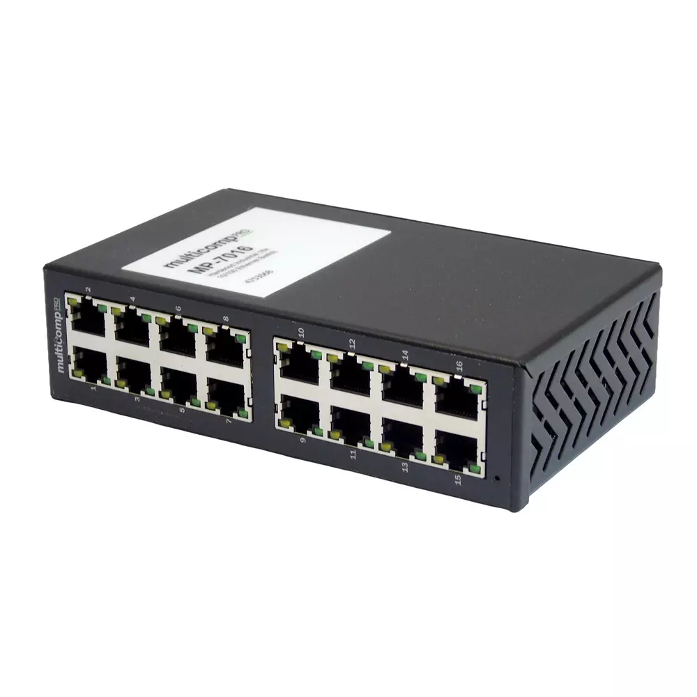 MULTICOMP PRO Fast Enet Sw 16 Ports No. of 0 Ethernet Type RJ45x16 Port Types, MP-7016