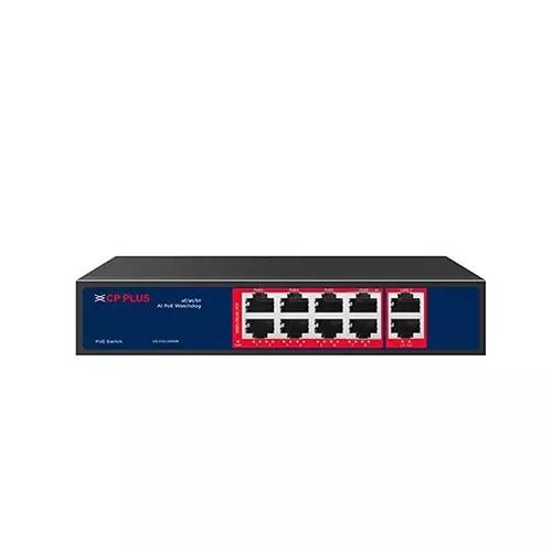 CP PLUS 8x Gigabit PoE With 2x Gigabit Uplink, Unmanaged 4K MAC Address List, CP-ANW-GPU8G2-N12