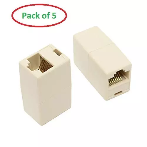 FEDUS RJ45 Ethernet Coupler Female to Female Beige Female-to-Female (Pack of 5 Pcs)