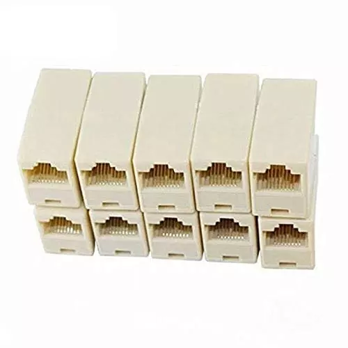 FEDUS RJ45 Ethernet Coupler Female to Female Beige Female-to-Female (Pack of 5 Pcs)
