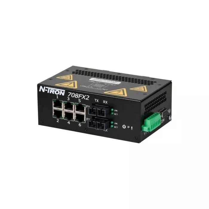 Red Lion FX2 Series DIN Rail Mount Ethernet Switch, 6 RJ45 Ports, 10/100Mbit/s Transmission, 10 - 30V dc, 708FX2-SC